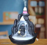 Black & gold Adi Shankara polyresin LORD SHIVA incense holder set with free smoke backflow cones