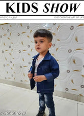 Dark denim boys' jacket for kids aged 2-8 years, Indian-made