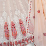 Embroidered georgette women's heavy lehenga-choli set, semi-stitched with waist size 42in and free size available, origin India