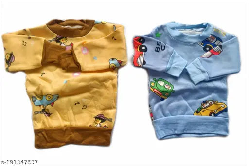 Woolen printed hoodies for baby boy & girl (color and design may vary), long sleeved, pack of 2