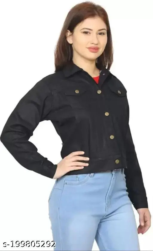 Denim Z Black Jacket, solid pattern, long sleeves for teenagers (size: 12-16 years), premium quality from India