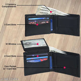 Brown genuine leather men's wallet, 5 compartments, free size (11cm x 9cm), Indian craftsmanship