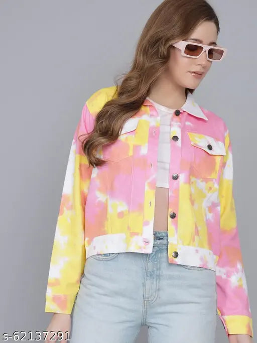 Women's cotton long-sleeve winter jacket with printed net pattern, perfect for cold weather styles