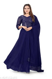 Embellished georgette anarkali dress in VIDHI NEVY BULE, full sleeves, Indian origin