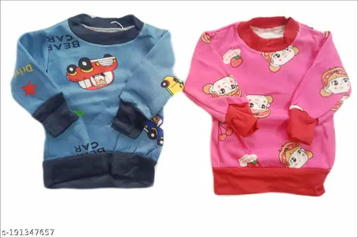 Wool baby hoodies set, 0-12 months, printed design may vary, pack of 2
