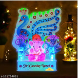 Color-changing acrylic Ganesh LED lamp (8cm x 15cm), handcrafted Indian decorative wall night light for positive vibes