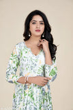 Pure cotton summer kurti, long length with gota lace and printed combo, three-quarter sleeves, XS (34in bust size)