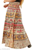 Cotton wrap skirts, printed net design, free size (36in waist, 39in length), Indian origin