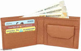 Tan Rust faux leather men's atm wallet with 2 compartments, free size (12cm x 9cm), modern and sophisticated design