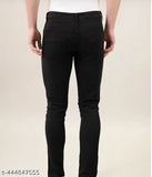 Black Men's 100% Cotton Regular Slim Fit Mid Rise Jeans - Trendy, sleek & durable fashion for various occasions