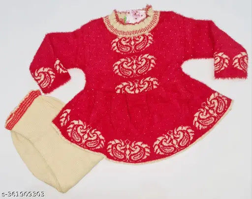 Blue printed wool girl sweater, long sleeves, 12-18 months, India origin
