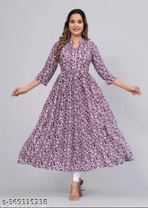 Red Sanganeri Print Women's Rayon Anarkali Kurti, three-quarter sleeves, XL (42in bust, 48in length)