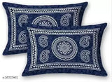 Blue Jaipuri cotton double bedsheet with 2 pillow covers, 240 thread count, Indian-made