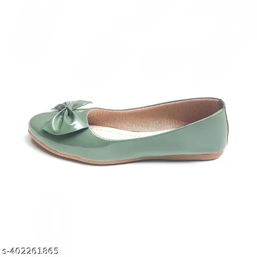Light green synthetic slip-on ballerina tie, Ind-3 to Ind-8 sizes, India origin