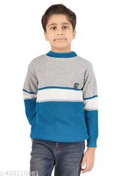 Multicolor woolen sweater for boys aged 3-12 years, colorblocked design perfect for winter wear (India)