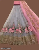 Kids net lehengha-choli set, embroidered with semi-stitched blouse, available in sizes 3-14 years