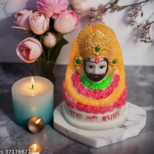 Polyresin Khatu Shyam Ji statue, intricately detailed, 5 cm (L) x 8 cm (H) x 4 cm (W), for home temple pooja and home decor