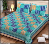 Jaipuri pure cotton double bedsheet with 2 pillow covers - soft luxury bedding in vibrant colors, fade-resistant, machine washable, made in India