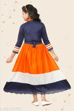 Blue, pink, or white cotton blend party wear frock & dress combo for kids (sizes: 2-3 years, 3-4 yrs, 5-6 yrs, etc.), high-quality stitching, soft fabric like designer party wear