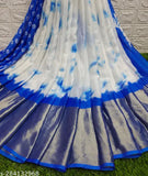 Brasso Moss Chiffon Shibori Print blouse with contrast border, premium quality soft chiffon saree for women's daily wear