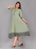 Striped Chinkenkari Anarkali Kurti, cotton, three-quarter sleeves, India origin, traditional women's fashion