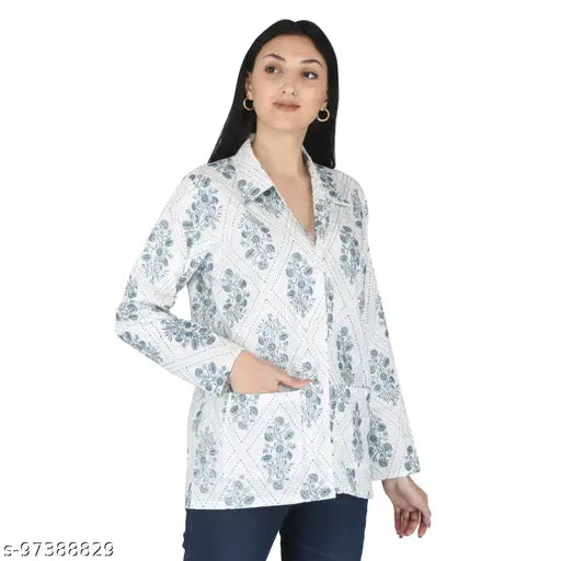 Pink cotton floral print Charvi summer coat for girls/ladies, ideal for driving and traveling, sun protection, multi-purpose style