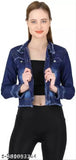 Dark blue women's denim jacket, premium quality, long sleeves, true-to-size fits
