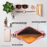 Red floral print synthetic crossbody sling bag with faux leather strap, perfect for women's everyday essentials