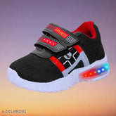 LED light up T51 BlackRed EVA shoes for kids, breathable mesh, color-changing effect, ideal for outdoor sports