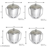 Stainless steel airtight containers, 13cm breadth, height & length, pack of 4 - versatile kitchen essentials from Wonderful Jars & Containers (India)