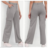 High-waist, non-stretchable cotton lycra four-pocket women's jeans for wide legs. Solid color and denim options available. Size range from 26 (hip 32in) to XL