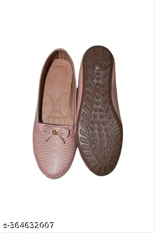 Pink PU textured ballerinas (BT04) - everyday wear slip-on shoes from India