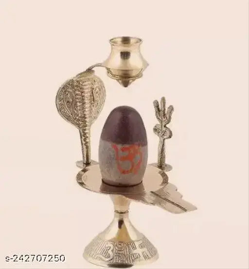 Golden brass Haridwar Divine Narmadeshwar Shivling Jalhari Base & Nagfani for home puja decorative piece