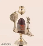 Golden brass Haridwar Divine Narmadeshwar Shivling Jalhari Base & Nagfani for home puja decorative piece