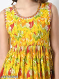 Printed cotton sleeveless Anarkali kurti for women, summer-friendly Indian clothing
