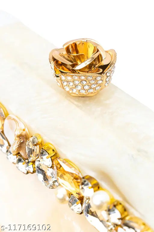 Resin embroidered net clutch, free size (L7in x W2in), handcrafted style for girls. India origin