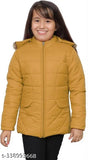 Solid nylon winter jacket for girls (6-7 years), stylish solid pattern on cold days