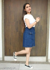 Trendy solid denim western skirt for women, size 26/28/30 from India