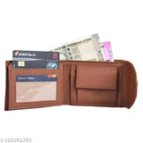 PU leather men's wallet, 2 compartments, free size (12cm x 8cm), solid color, India-crafted accessory