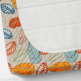 Glace cotton single size 200 TC elastic fitted bedsheet & pillow cover - luxury botanical design for summer comfort