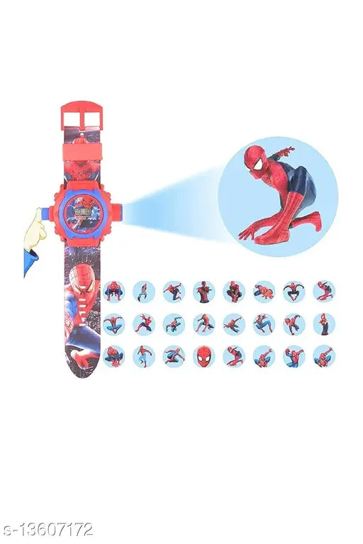 Spiderman projector watch for kids, free size, digital image display on black background