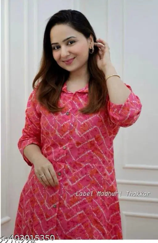 Pink rayon court set 5, long sleeves, printed combo, XXL quality fabric, Indian couture