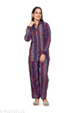 Crepe night suit set for women, printed print pyjamas in lounge wear style for comfortable sleep and relax at home - Made in India