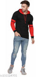 Men's cotton blend hood t-shirt, long sleeves, solid color, size M (42in chest, 28in length). Indian-made