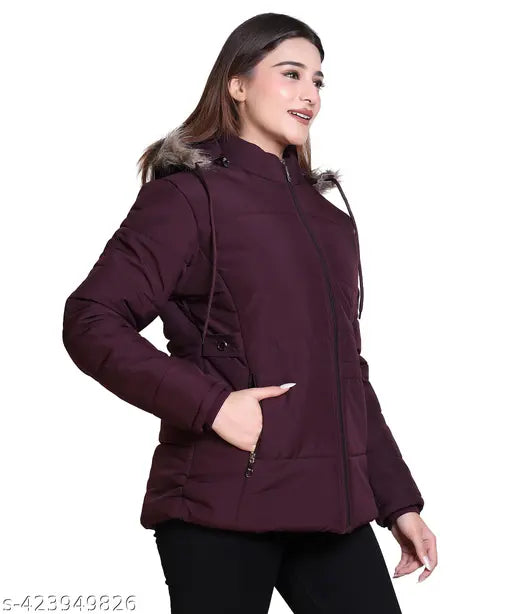 Nylon full sleeve solid women jacket, India-made for long sizes L, XL, XXL