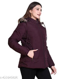 Nylon full sleeve solid women jacket, India-made for long sizes L, XL, XXL