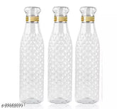 1000ML plastic crystal water bottles, pack of 3 - elegant design, ideal for daily hydration, Indian-made