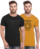 Multicolor cotton blend short-sleeve T-shirts pack for men by BULLMER, size XXL (27 in chest, 32 in length)