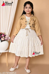 Cotton blend Tinkle Girls frocks dresses for 7-8 years, solid pattern, three-quarter sleeves