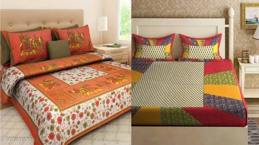 Best trendy microfiber double bed sheet combo set with 4 pillow covers, Queen size from Jaiuri, India